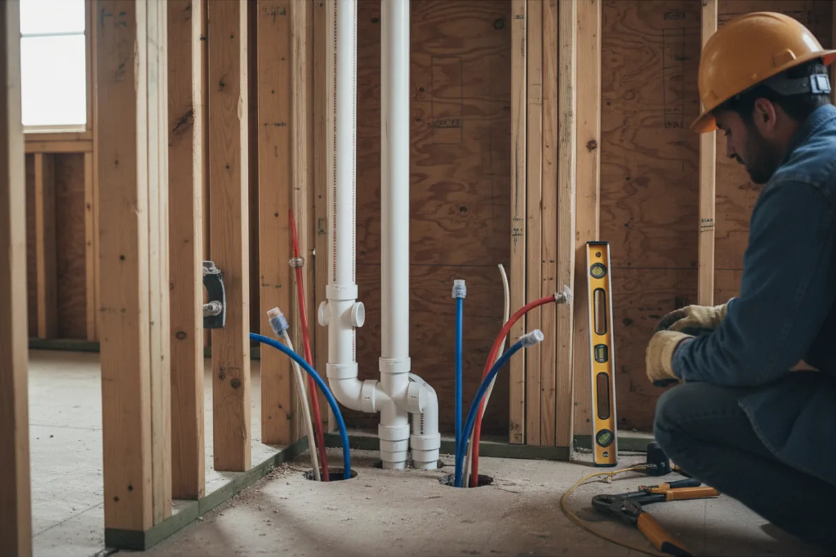 Drain and supply rough-in during Sump Pump Repair in Port Huron